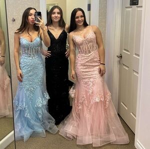 Pink corseted prom dress